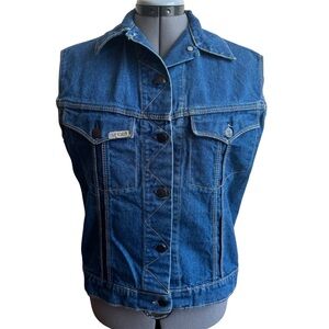Vintage Spider Denim Vest 100% Cotton Y2K Grunge Western Trucker Jean Vest